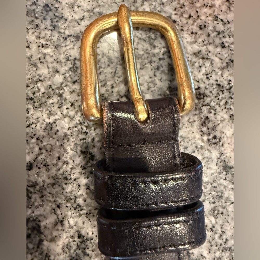 Coach 6600 size 36”/90cm Black Leather Belt with Gold Brass Buckle